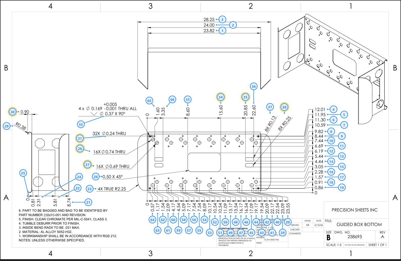 Exported ballooned drawing PDF with all callouts numbered